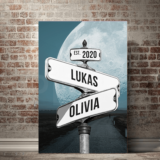 Seplony™ Personalized Name Vintage Street Sign Canvas for Couples(You are my right destination in the journey of life)