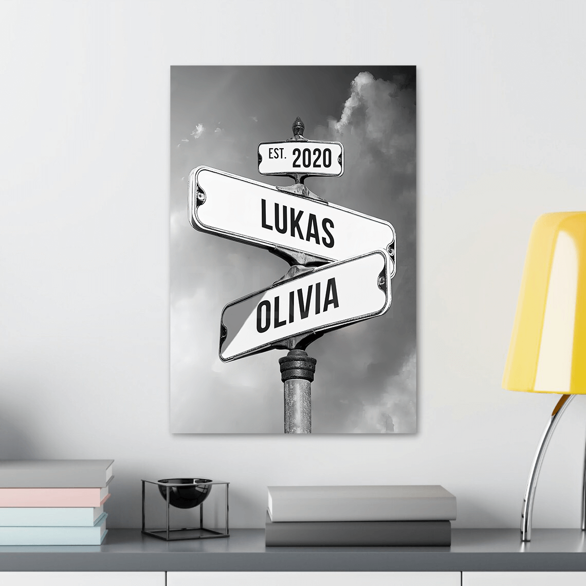 Seplony™ Personalized Name Vintage Street Sign Canvas for Couples(You are my right destination in the journey of life)