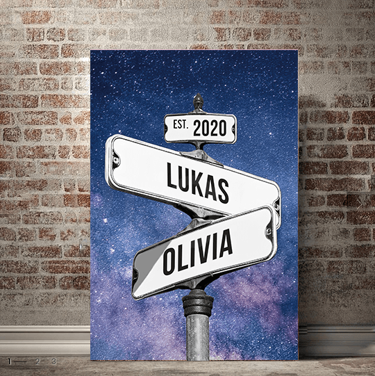 Seplony™ Personalized Name Vintage Street Sign Canvas for Couples(You are my right destination in the journey of life)