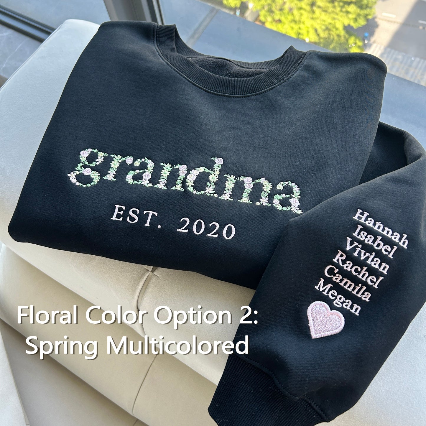 Custom Embroidered Floral Mama Est Sweatshirt (Time-Limited Purchase)