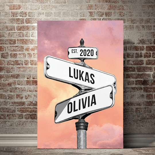 Seplony™ Personalized Name Vintage Street Sign Canvas for Couples(You are my right destination in the journey of life)