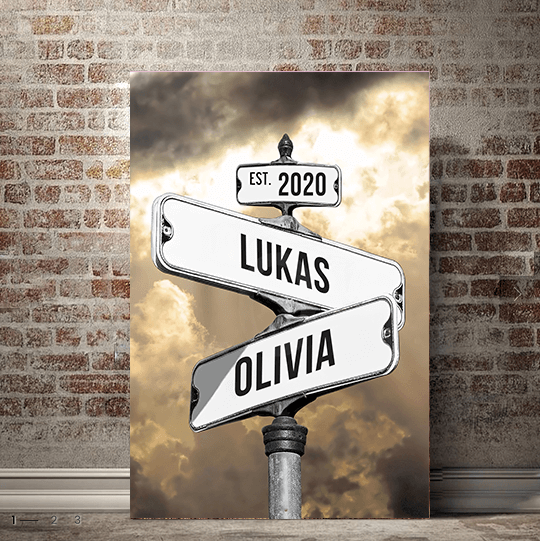 Seplony™ Personalized Name Vintage Street Sign Canvas for Couples(You are my right destination in the journey of life)