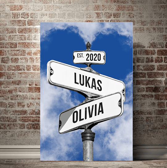 Seplony™ Personalized Name Vintage Street Sign Canvas for Couples(You are my right destination in the journey of life)