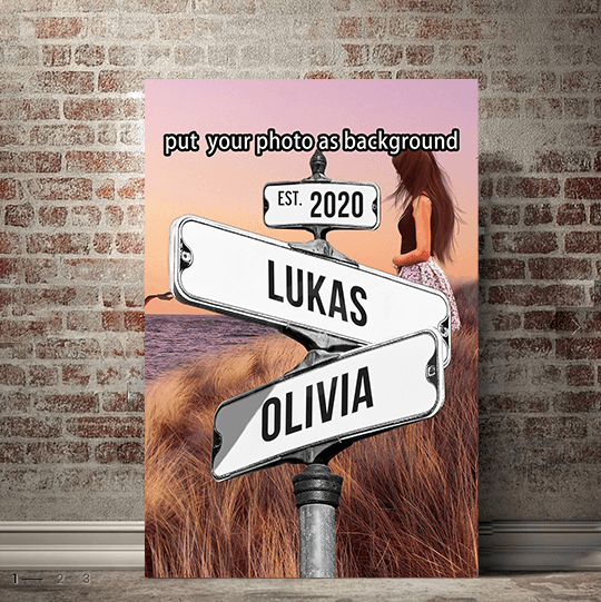 Seplony™ Personalized Name Vintage Street Sign Canvas for Couples(You are my right destination in the journey of life)
