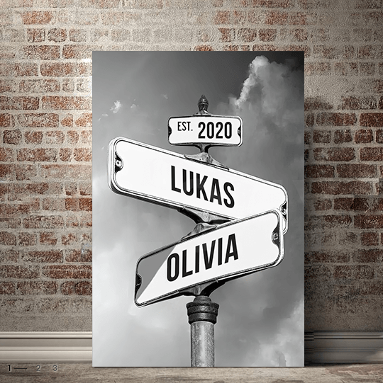 Seplony™ Personalized Name Vintage Street Sign Canvas for Couples(You are my right destination in the journey of life)
