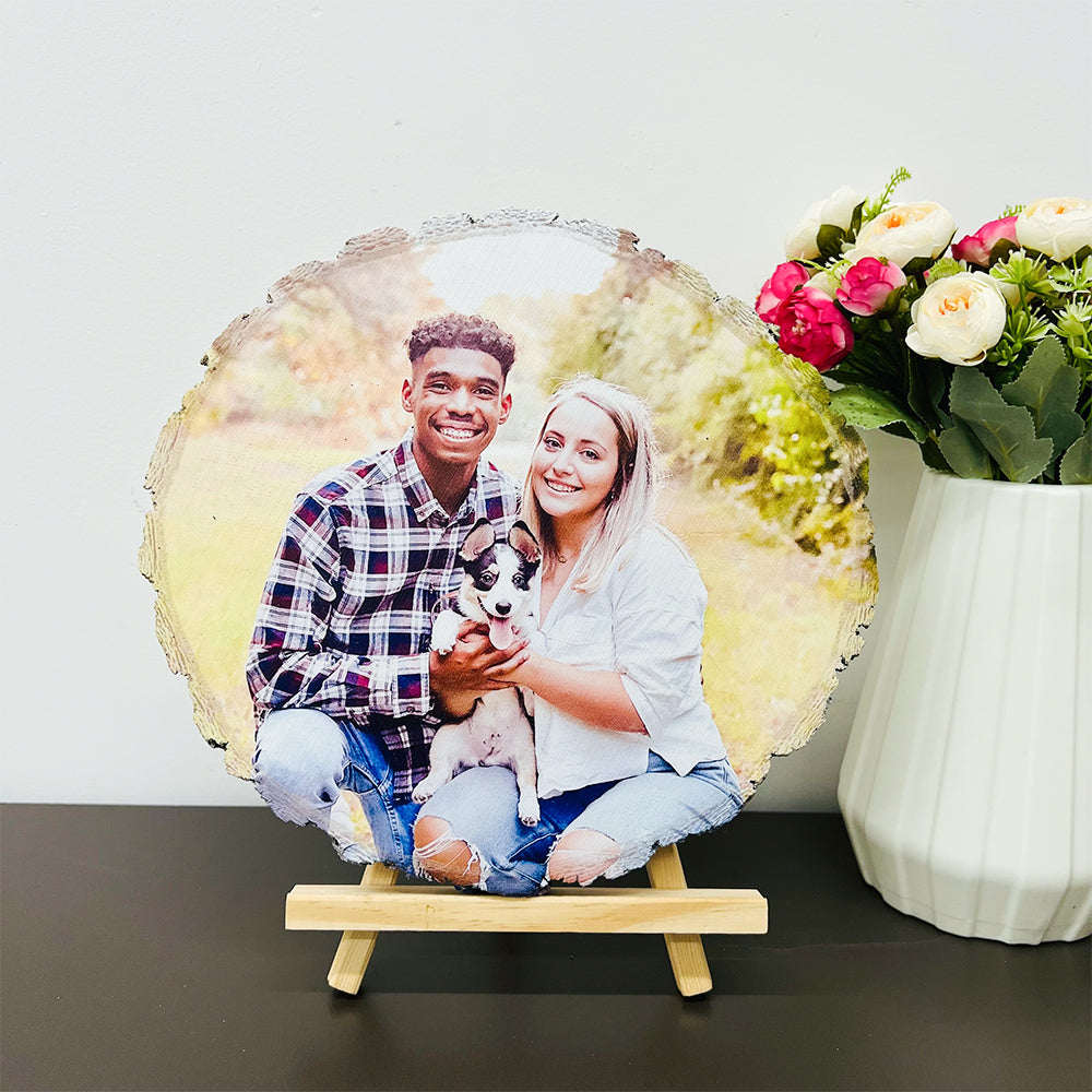 50%OFF Custom Natural Wood Slice With Photo And Engraved Text - Mother's Day Gift