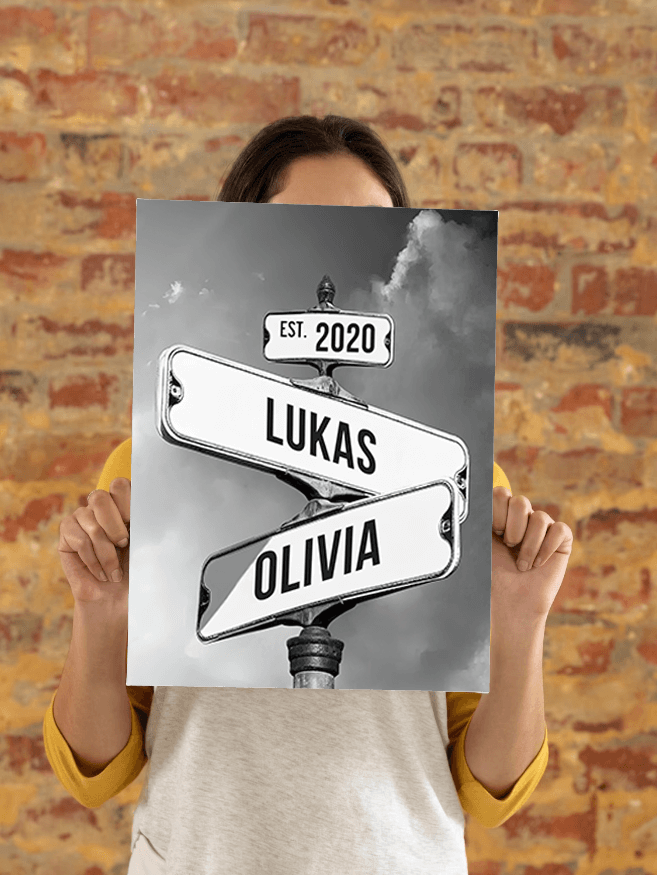 Seplony™ Personalized Name Vintage Street Sign Canvas for Couples(You are my right destination in the journey of life）