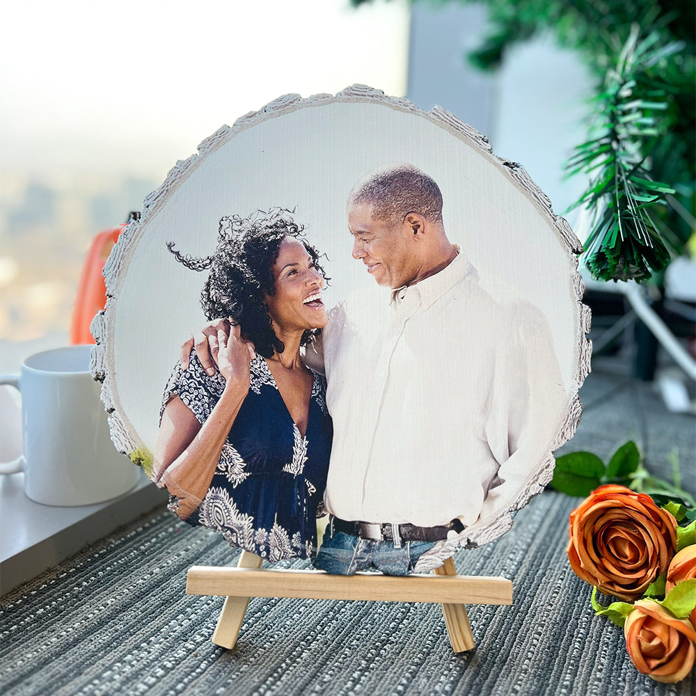 50%OFF Custom Natural Wood Slice With Photo And Engraved Text - Mother's Day Gift