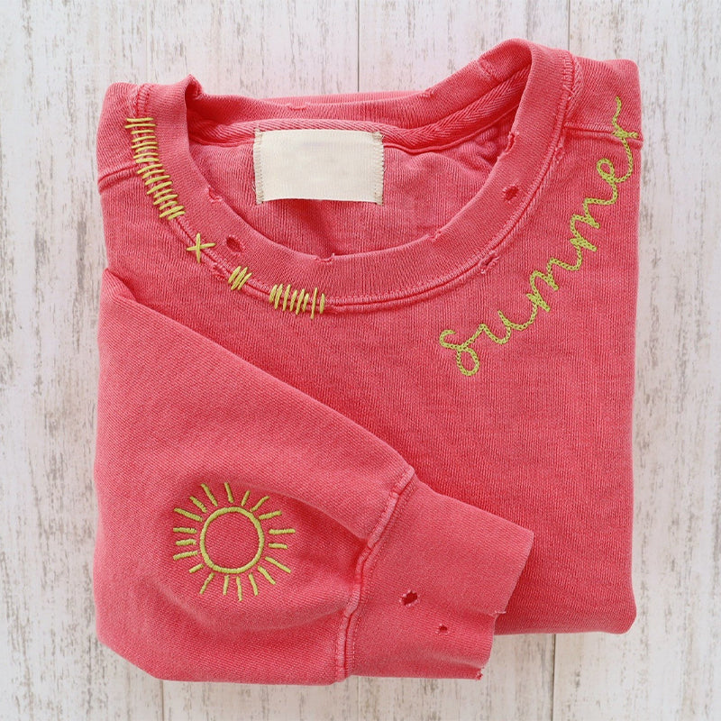 Seplony™ Vintage Embroidered Handmade Crew Neck Sweatshirt