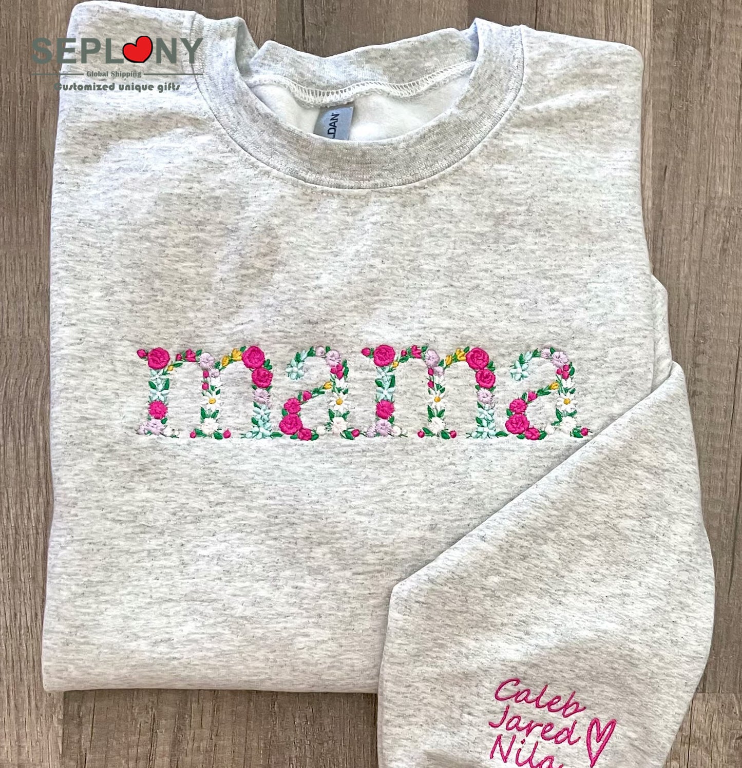 Embroidered Floral letter MAMA Sweatshirt Best Gift for Mother