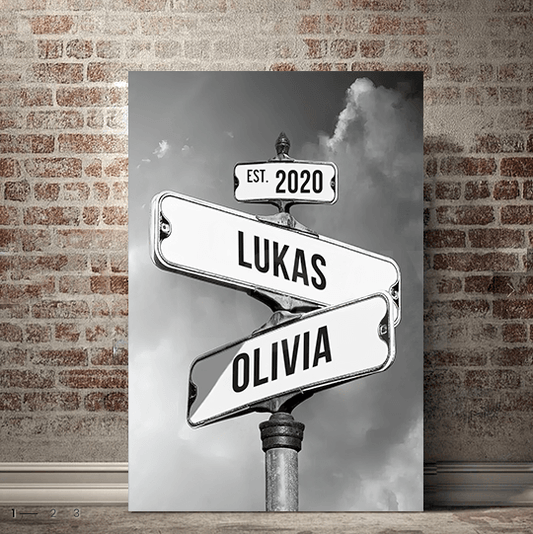 Seplony™ Personalized Name Vintage Street Sign Canvas for Couples(You are my right destination in the journey of life）