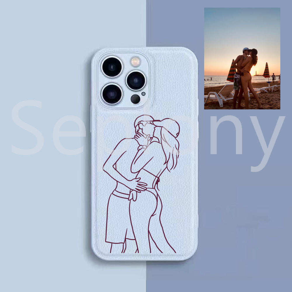 Custom Line Art Phone Case (Lychee Skin)