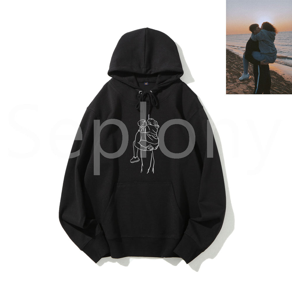 Seplony™ Personalized Photo Line Drawing Embroidered Hoodie
