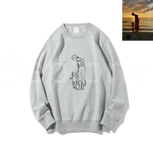 💘Seplony™ Personalized Photo Line Drawing Embroidered Sweatshirt💘