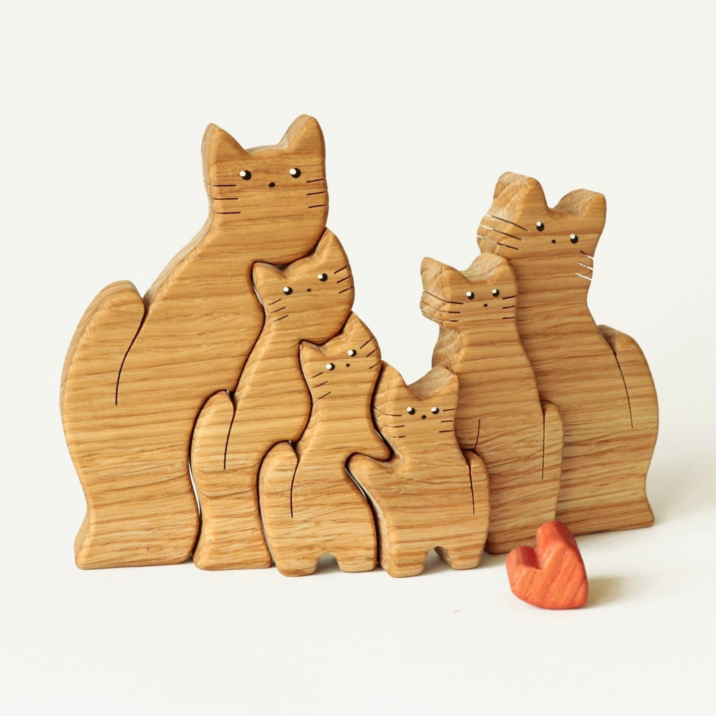 Wooden cat family puzzle